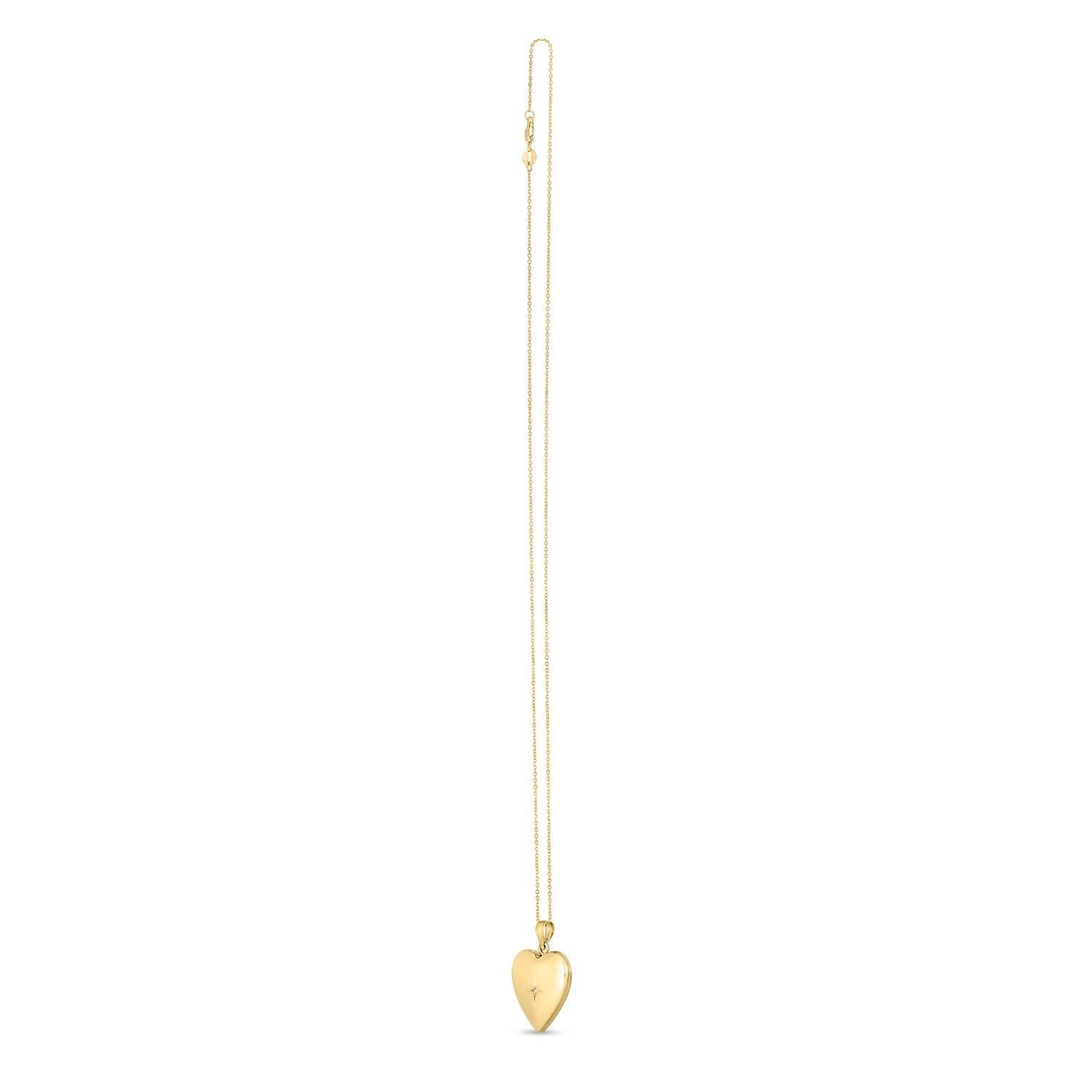 14k Yellow Gold Diamond Heart Locket Necklace