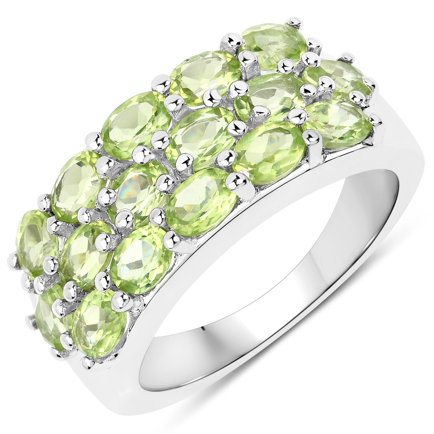 8.84 Carat Genuine Peridot .925 Sterling Silver 3 Piece Jewelry Set (Ring, Earrings, and Pendant w/ Chain)