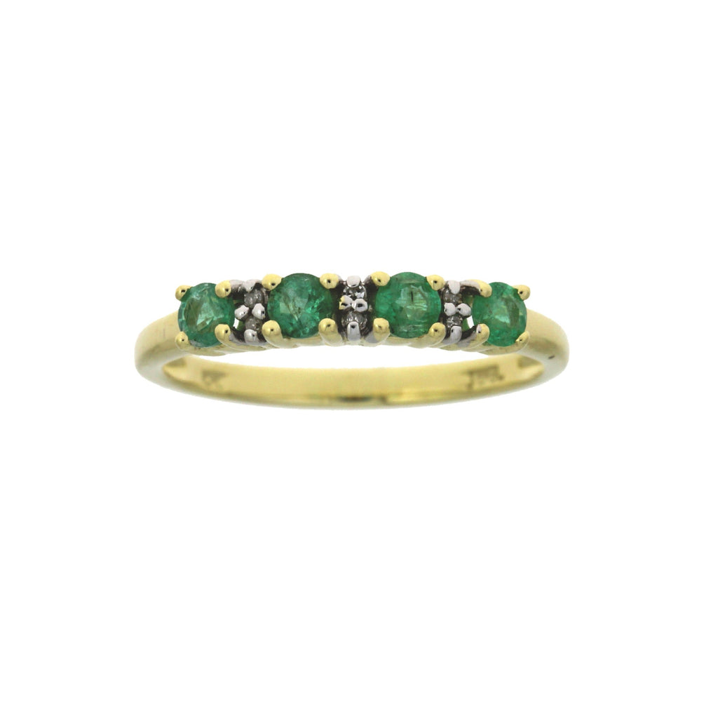 Emerald Diamond Fashion band rings 10KT Yellow Gold