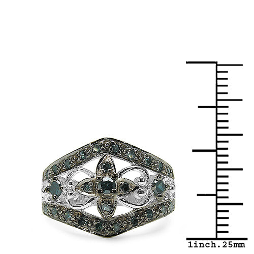 0.47 Carat Genuine Blue Diamond .925 Sterling Silver Ring