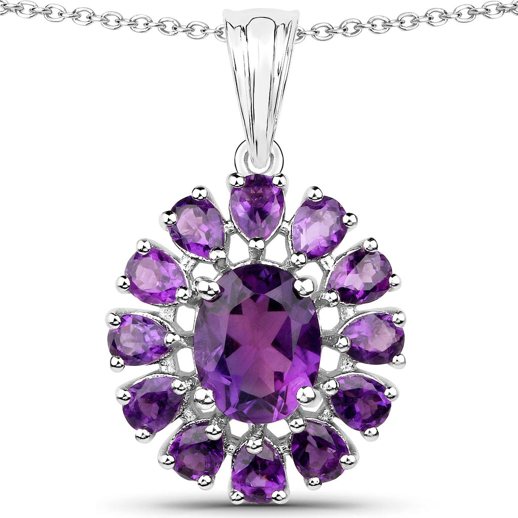 11.60 Carat Genuine Amethyst and White Topaz .925 Sterling Silver 3 Piece Jewelry Set (Ring, Earrings, and Pendant w/ Chain)