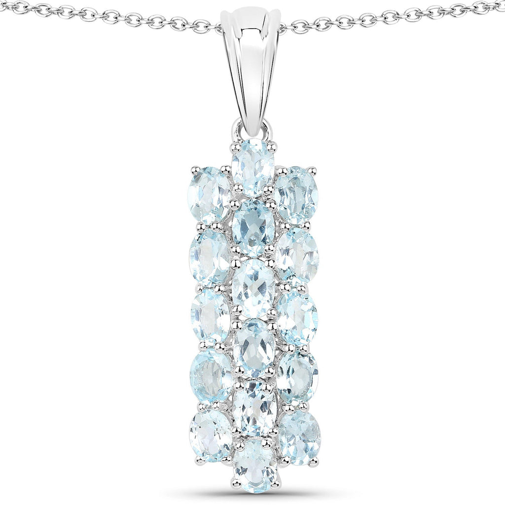 9.88 Carat Genuine Blue Topaz .925 Sterling Silver 3 Piece Jewelry Set (Ring, Earrings, and Pendant w/ Chain)