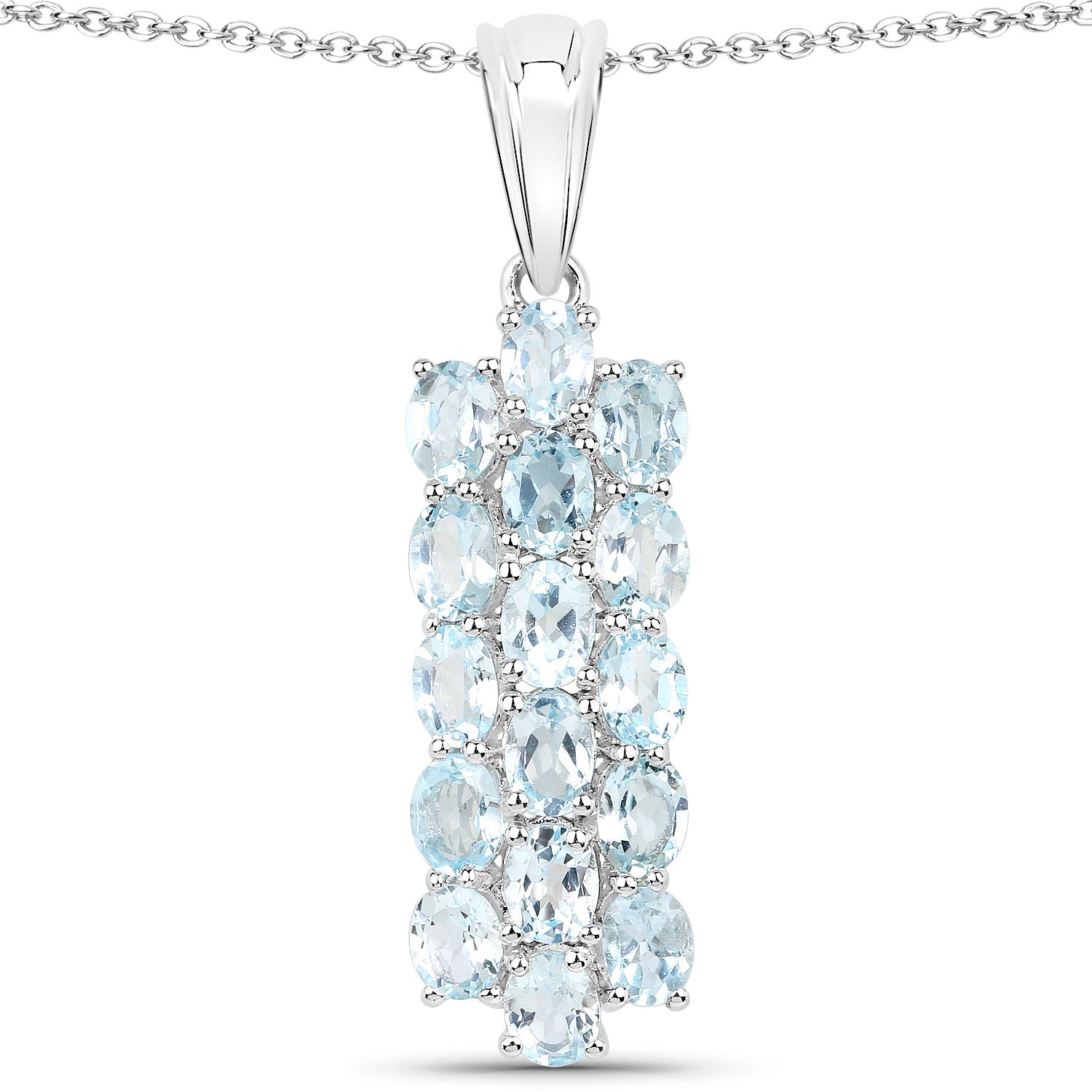 9.88 Carat Genuine Blue Topaz .925 Sterling Silver 3 Piece Jewelry Set (Ring, Earrings, and Pendant w/ Chain)