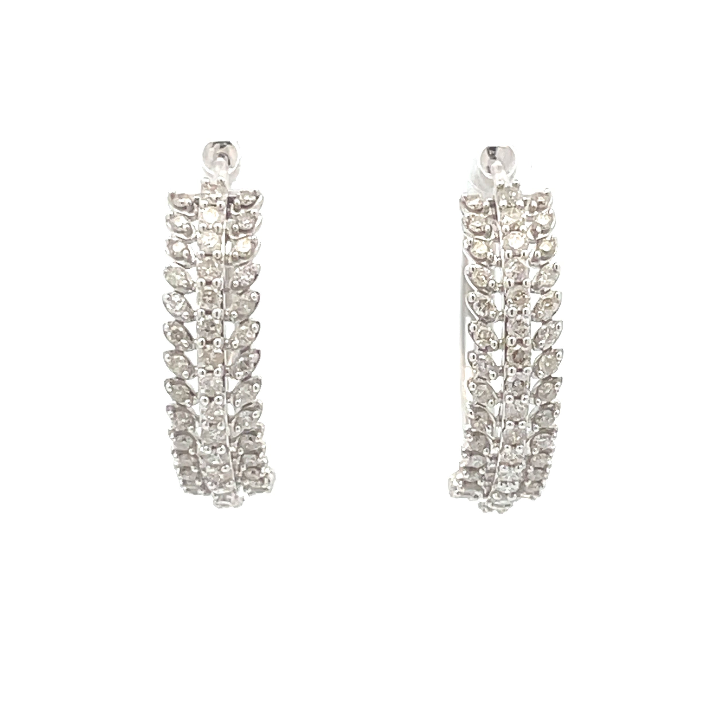 1.02ct Diamond Hoop Earrings 10KT White Gold