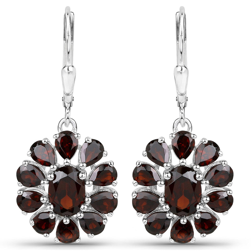 13.82 Carat Genuine Garnet and White Topaz .925 Sterling Silver 3 Piece Jewelry Set (Ring, Earrings, and Pendant w/ Chain)