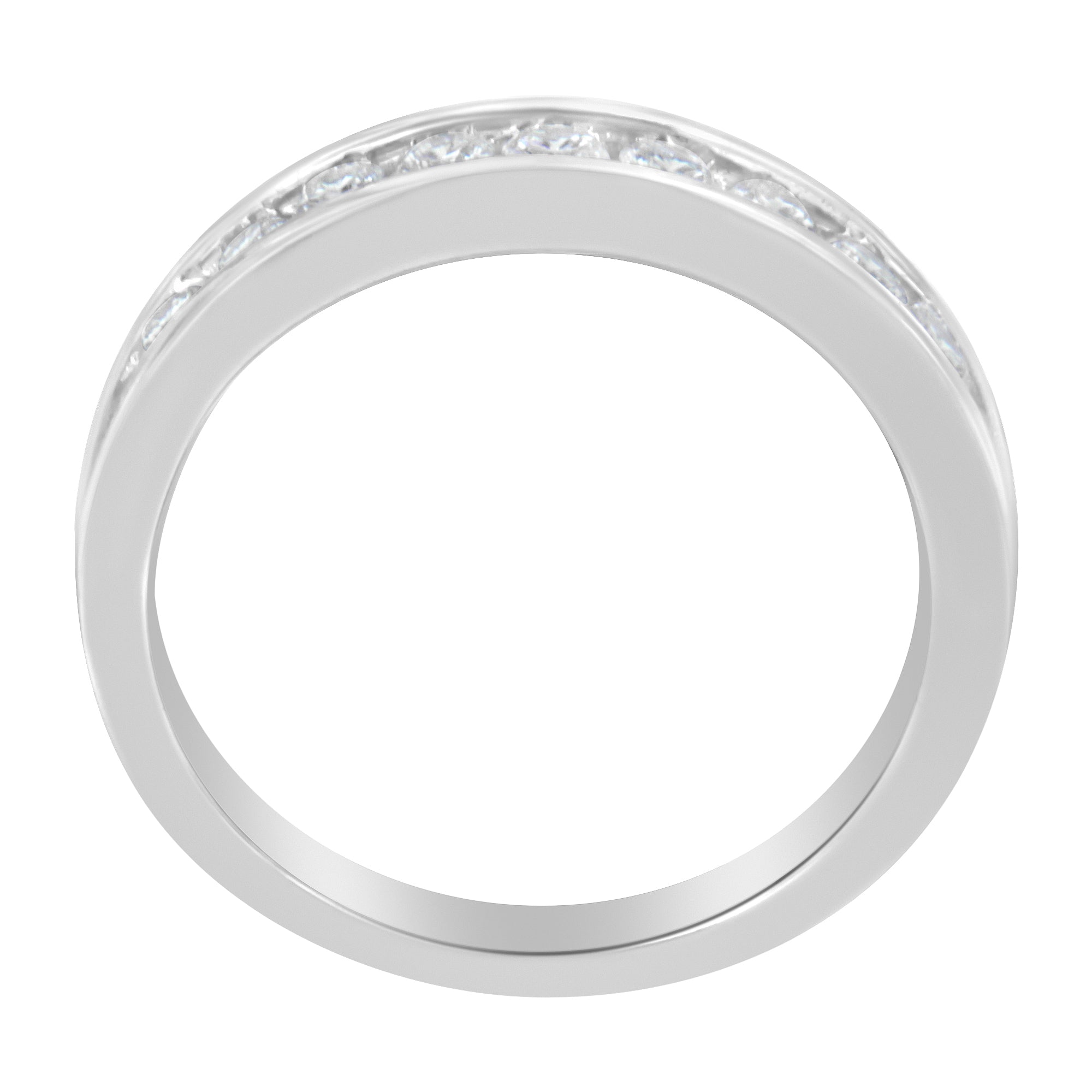 18K White Gold Round Diamond 1/2 Cttw Channel Band Ring