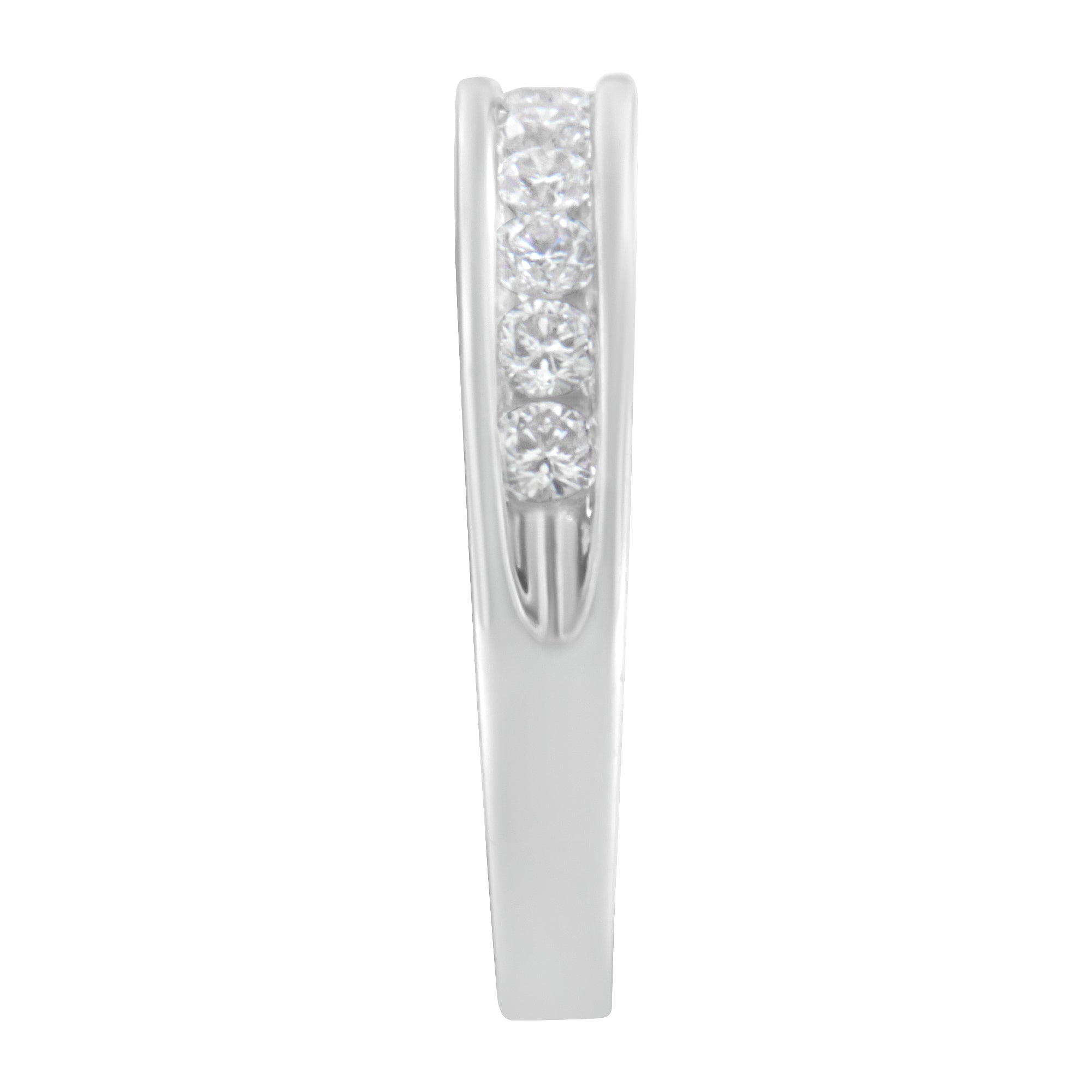 18K White Gold Round Diamond 1/2 Cttw Channel Band Ring