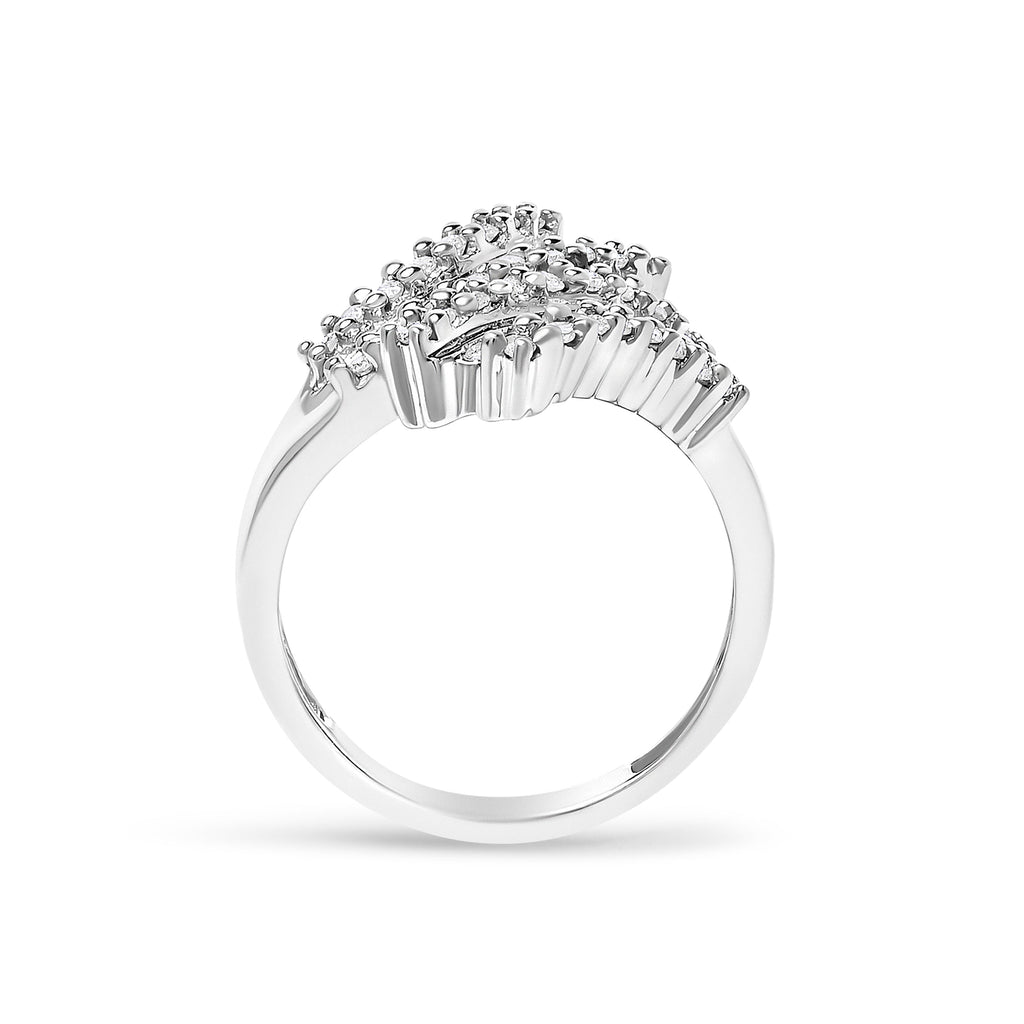 10K White Gold 1/2 Cttw Diamond Bypass Cocktail Ring