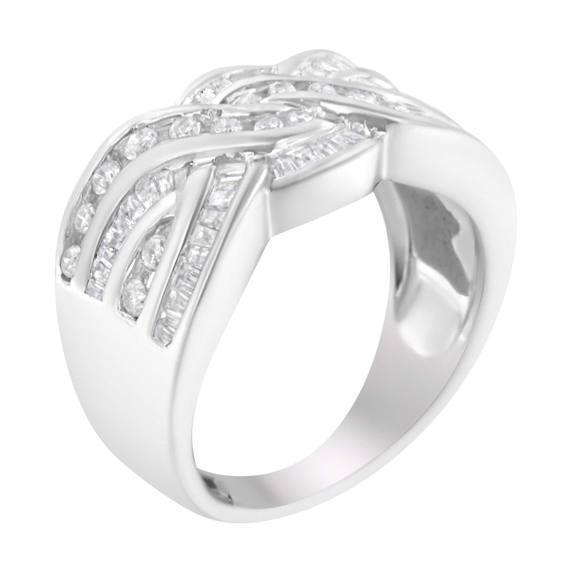10K White Gold Diamond Bypass Ring (1 Cttw, H-I Color, I1-I2 Clarity) - Size 6-3/4