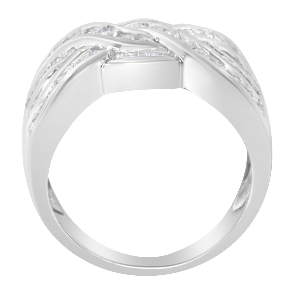 10K White Gold Diamond Bypass Ring (1 Cttw, H-I Color, I1-I2 Clarity) - Size 6-3/4