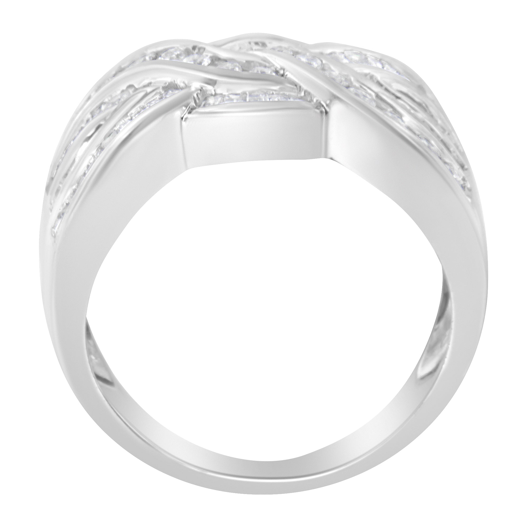 10K White Gold Diamond Bypass Ring (1 Cttw, H-I Color, I1-I2 Clarity) - Size 6-3/4