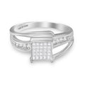 10K White Gold 1/3 Cttw Invisible Set Princess-cut Diamond Cluster Bypass Ring (H-I Color, SI1-SI2 Clarity) - Ring Size 7