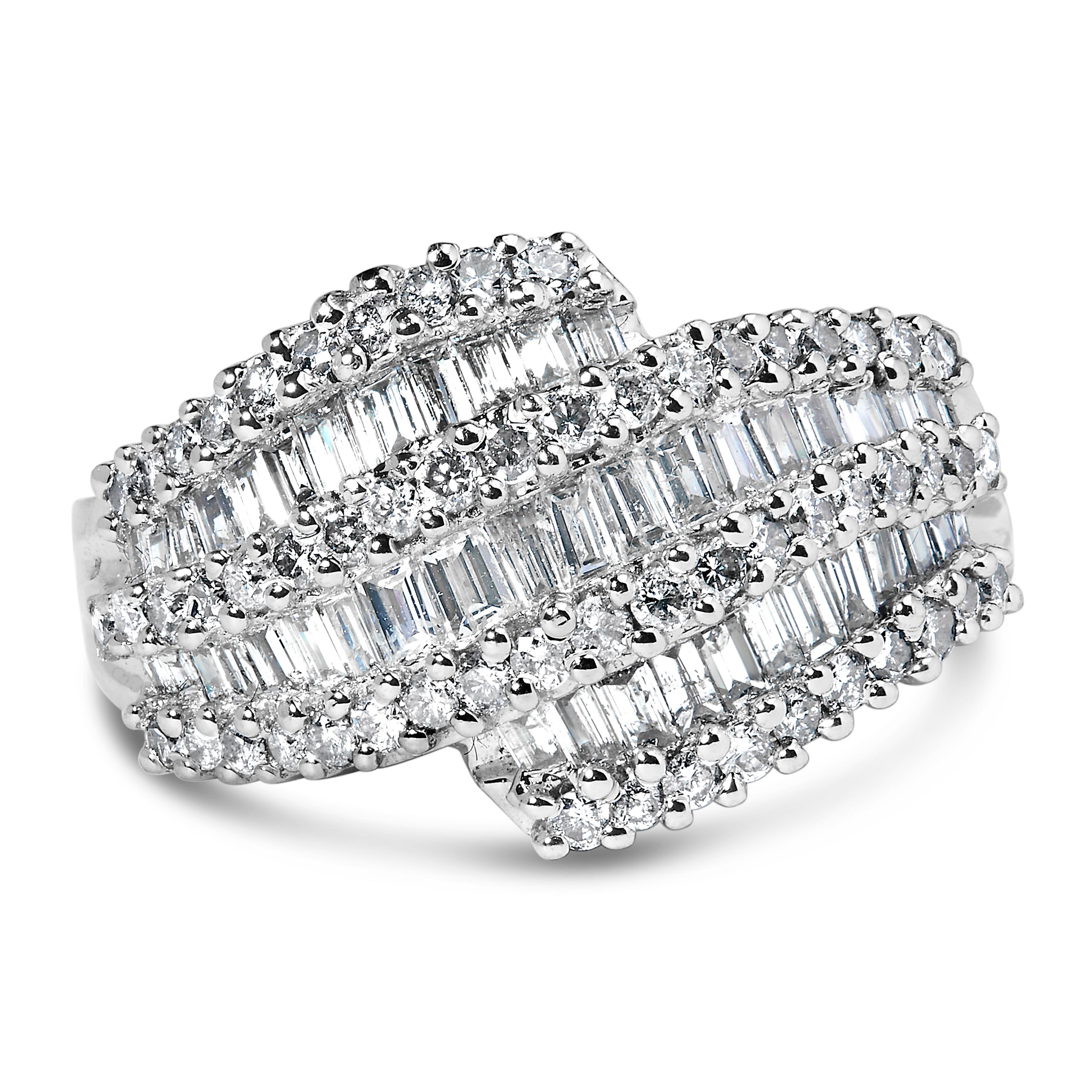 14K White Gold Diamond Cocktail Ring Band (1 3/4 Cttw, H-I Color, SI2-I1 Clarity) - Size 6-1/2