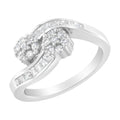 14K White Gold Round and Baguette Diamond Bypass Ring (1/2 cttw, H-I Color, I1-I2 Clarity) - Ring Size 6