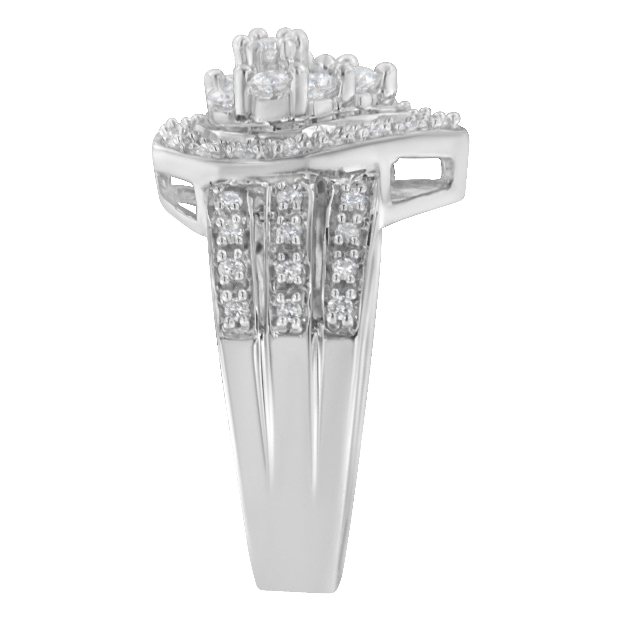 10K White Gold Round Cut Diamond Teardrop Ring (1/2 Cttw, H-I Color, SI2-I1 Clarity) - Size 6-1/2