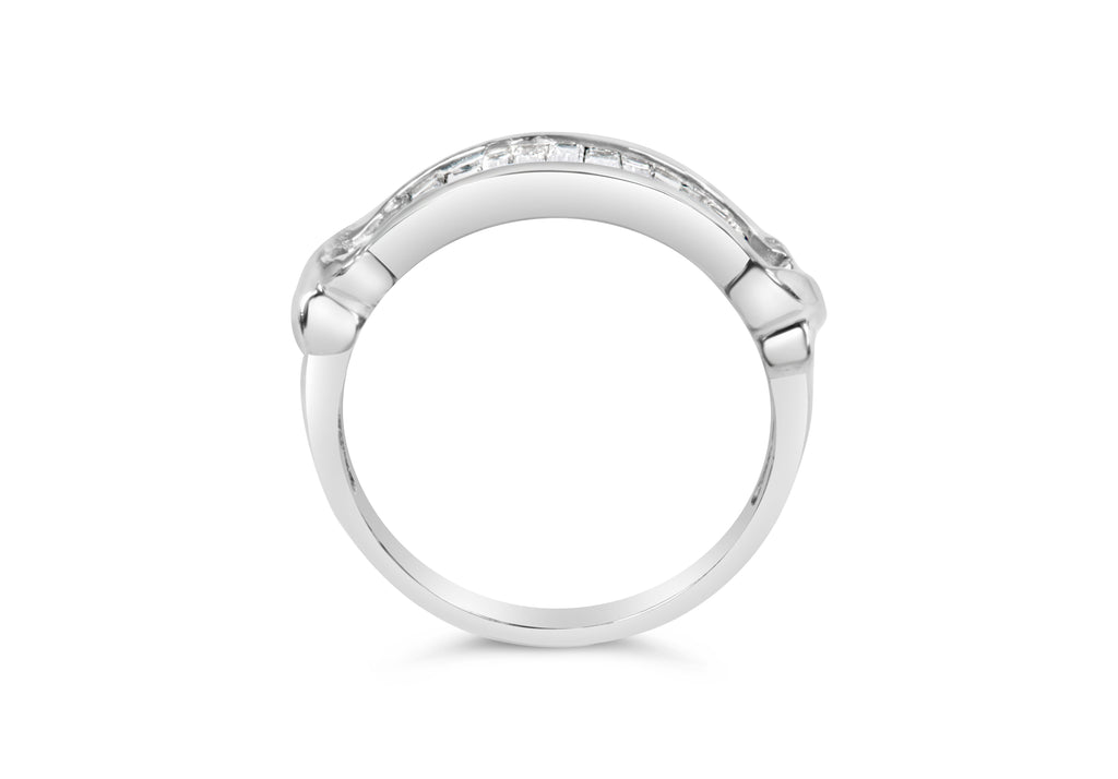 .925 Sterling Silver 1/2 Cttw Baguette Cut Diamond Channel Set X-Station Wedding Ring (H-I Color, I1-I2 Clarity) - Size 6-1/2