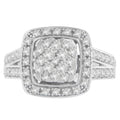 10K White Gold Diamond Cluster Ring (1 Cttw, H-I Color, SI2-I1 Clarity) - Size 6-1/2