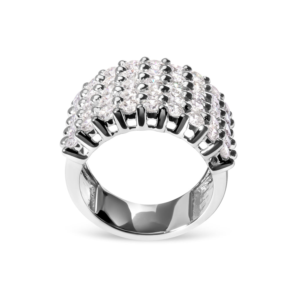 14k White Gold 4.0 Cttw Diamond 5 Row Ring Band (I-J Color, I1-I2 Clarity) - Ring Size 7