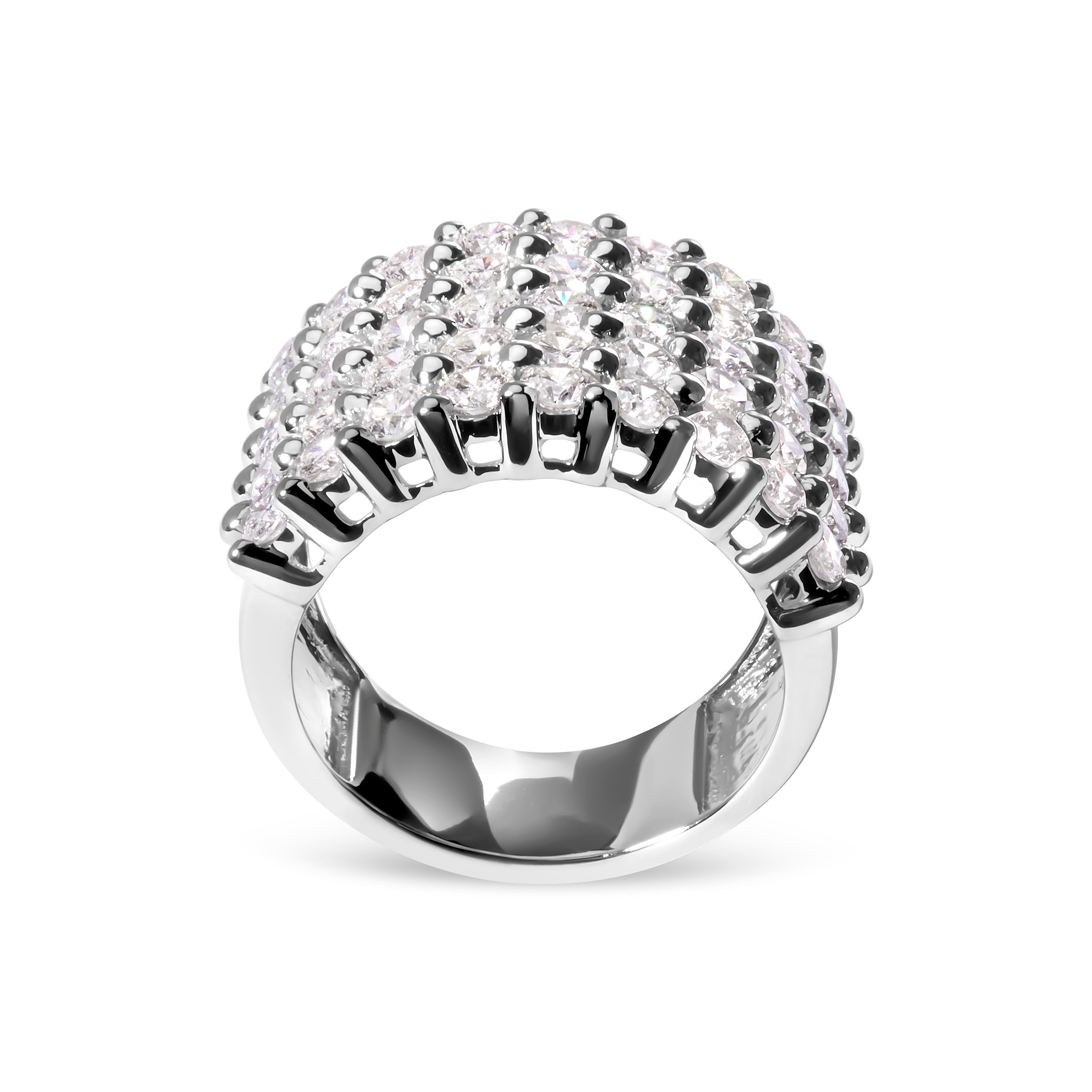14k White Gold 4.0 Cttw Diamond 5 Row Ring Band (I-J Color, I1-I2 Clarity) - Ring Size 7