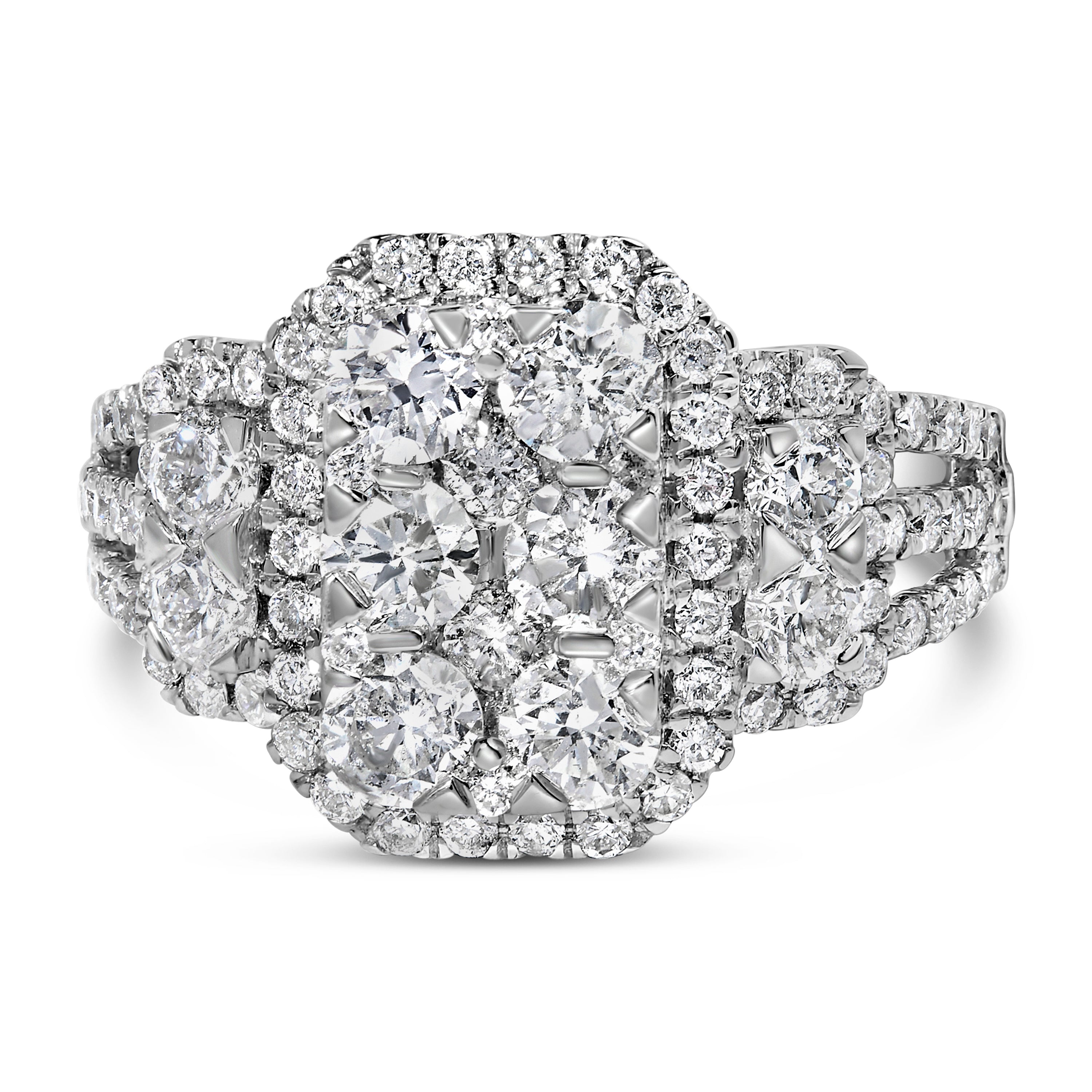 14K White Gold 2 1/4 Cttw Diamond Cocktail Cluster Ring (G-H Color, SI2-I1 Clarity) - Size 7