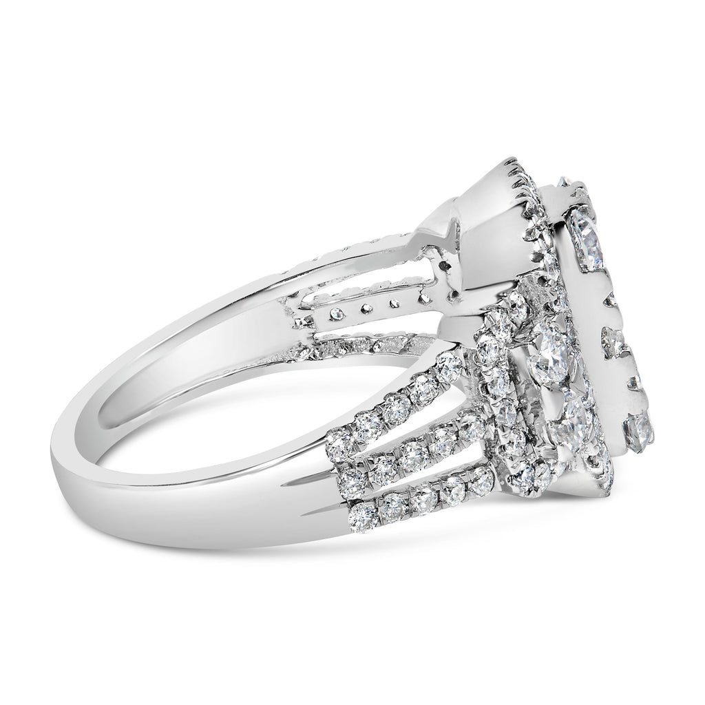 14K White Gold 2 1/4 Cttw Diamond Cocktail Cluster Ring (G-H Color, SI2-I1 Clarity) - Size 7