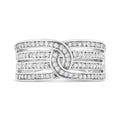 .925 Sterling Silver 1/2 Cttw Diamond Multi-Row Bypass Band Ring (I-J Color, I3 Clarity) - Size 7