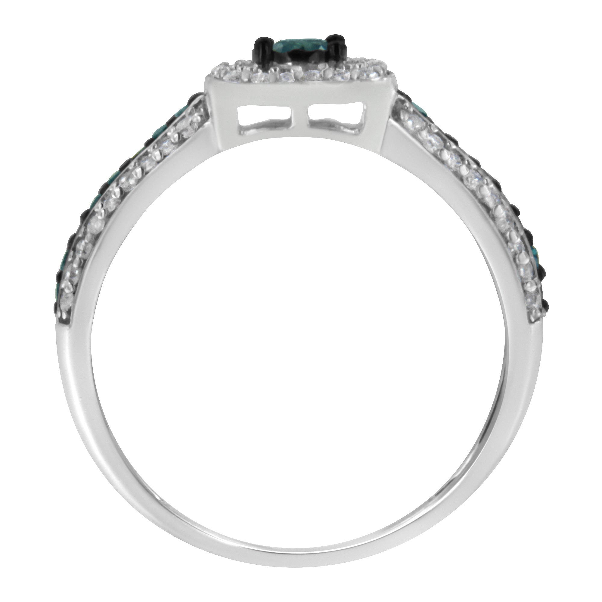 .925 Sterling Silver Treated Blue Miracle-Set Diamond Engagement Ring (1/2 Cttw, J-K Color, I1-I2 Clarity) - Size 6