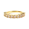14K Yellow Gold Plated .925 Sterling Silver 2.0 Cttw Round Brilliant Cut Diamond 10 Stone Anniversary Band Ring (J-K Color, I1-I2 Clarity) - Size 7