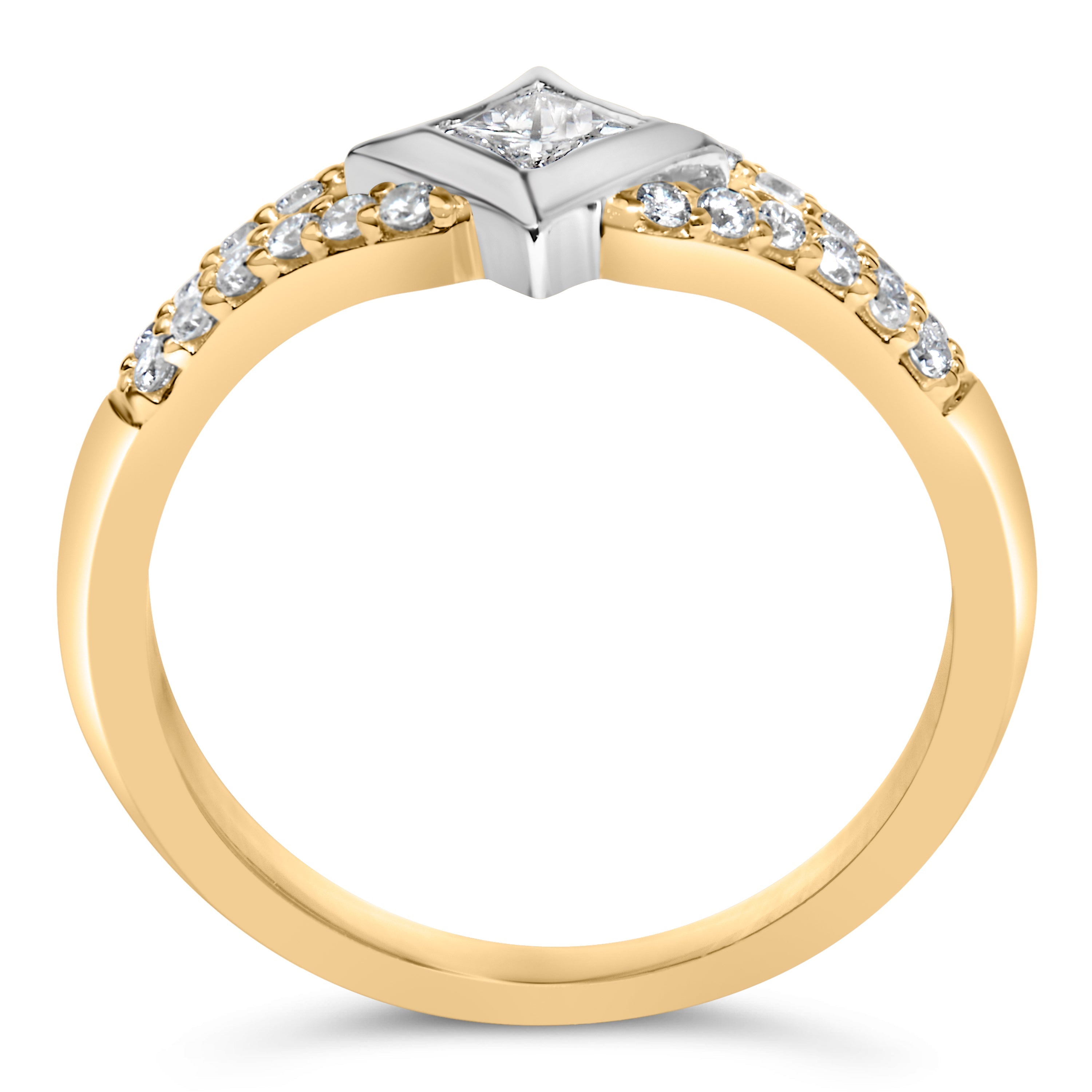10K Two Tone Color 1/2 Cttw Diamond Kite and Split Shank Ring (H-I Color,SI2-I1 Clarity)