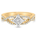 10K Two Tone Color 2/3 Cttw Diamond Kite and Twist Shank Ring (H-I Color,SI2-I1 Clarity)