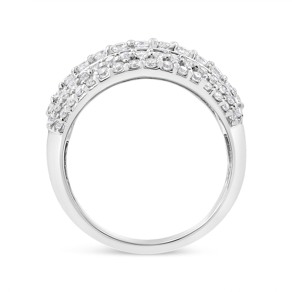 .925 Sterling Silver 2.00 Cttw Round and Baguette-Cut Diamond Cluster Ring (H-I Color, I1-I2 Clarity) - Size 7