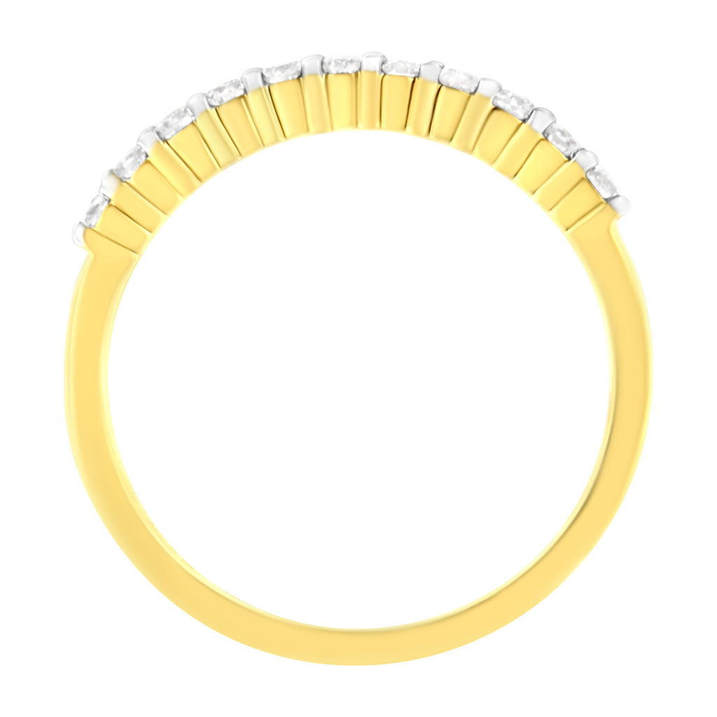 IGI Certified 1/4 Cttw Diamond 10K Yellow Gold Prong Set Fluted Band Style Ring (I-J Color, I2-I3 Clarity) - Size 7