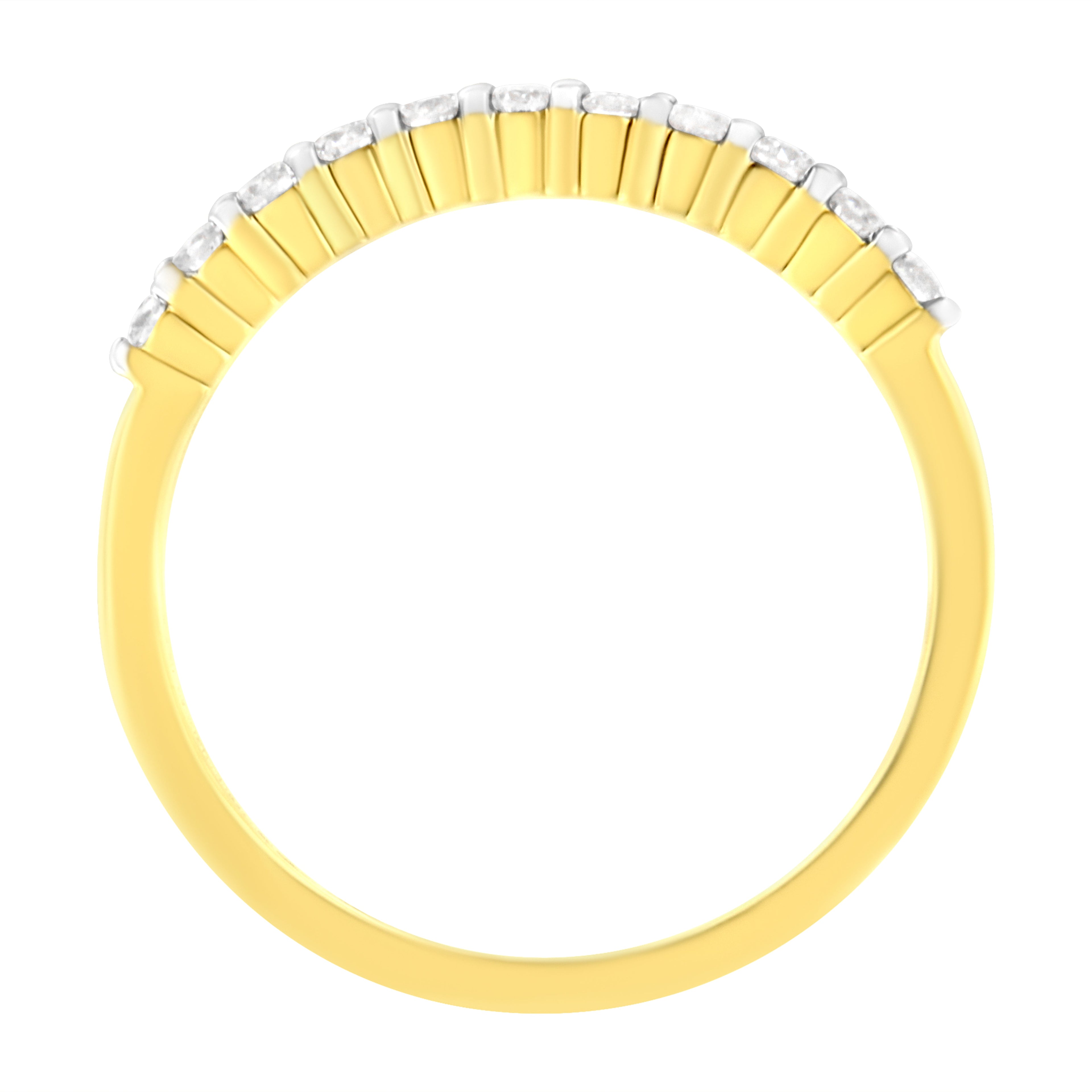 IGI Certified 1/4 Cttw Diamond 10K Yellow Gold Prong Set Fluted Band Style Ring (I-J Color, I2-I3 Clarity) - Size 7