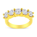 14K Yellow Gold Plated .925 Sterling Silver 2.0 Cttw Shared Prong Set Diamond 5 Stone Wedding Band Ring (J-K Color, I1-I2 Clarity) - Size 7