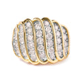 14K Yellow Gold Plated .925 Sterling Silver 2.00 Cttw Diamond Multi Row Band Ring (J-K Color, I1-I2 Clarity) - Ring Size 7