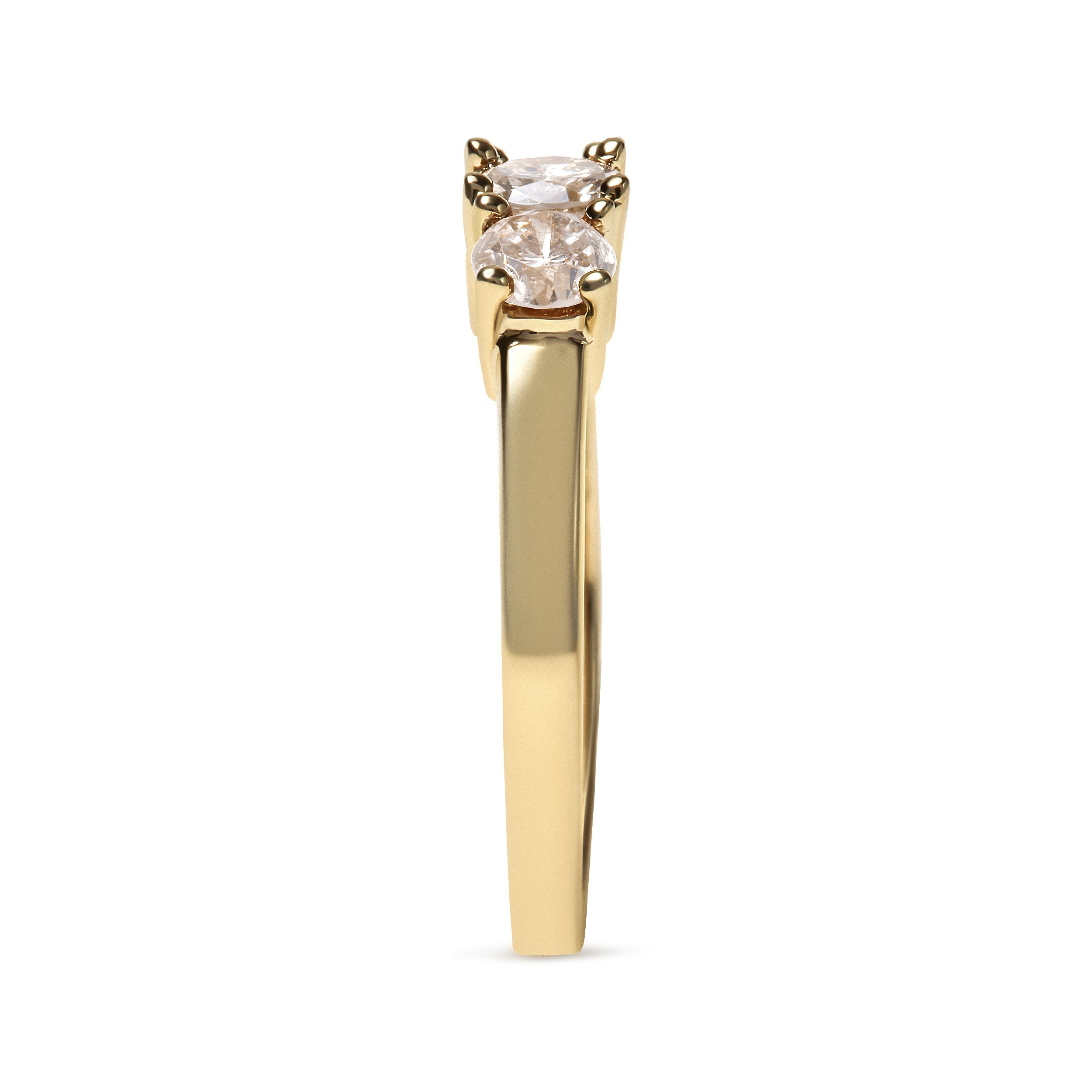 10K Yellow Gold 1.00 Cttw Champagne Diamond 3-Stone Band Ring (J-K Color, I1-I2 Clarity)  - Size 7