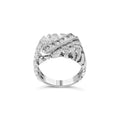 .925 Sterling Silver 1/3 Diamond 6 Stone Rectangle Nugget Gents Ring - Size 10