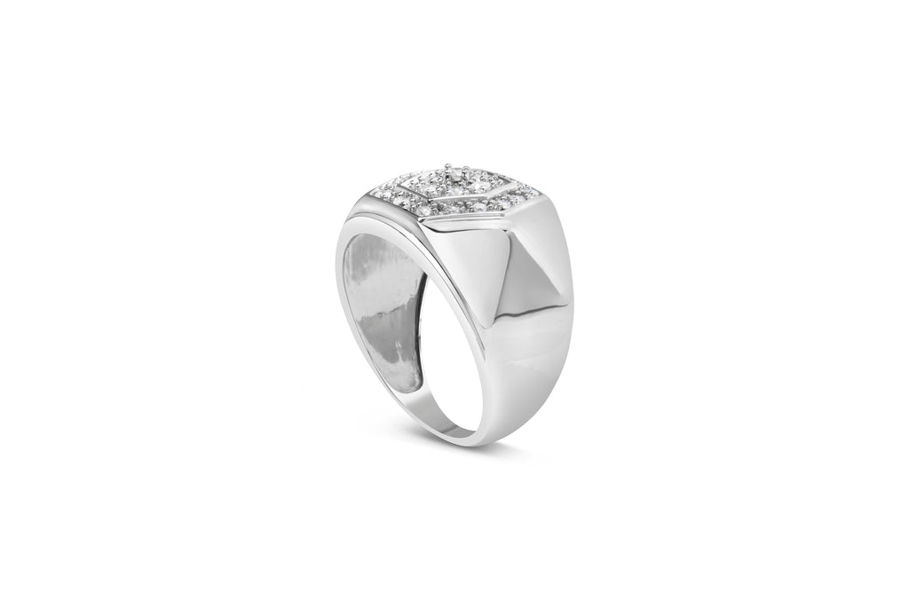 Men's .925 Sterling Silver 1/2 Cttw Multi-Diamond Hexagon Frame Ring (I-J Color, I3 Clarity) - Ring Size 10