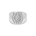 Men's .925 Sterling Silver 1/2 Cttw Multi-Diamond Hexagon Frame Ring (I-J Color, I3 Clarity) - Ring Size 10