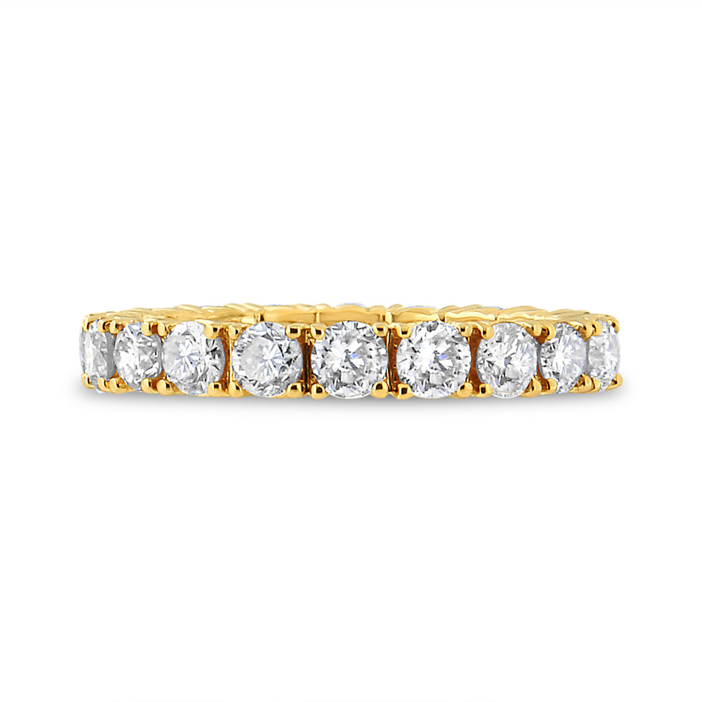 14K Yellow Gold 2.00 Cttw Shared Prong Set Round Cut Diamond Eternity Band (J-K Color, VS1-VS2 Clarity) - Ring Size 6.75
