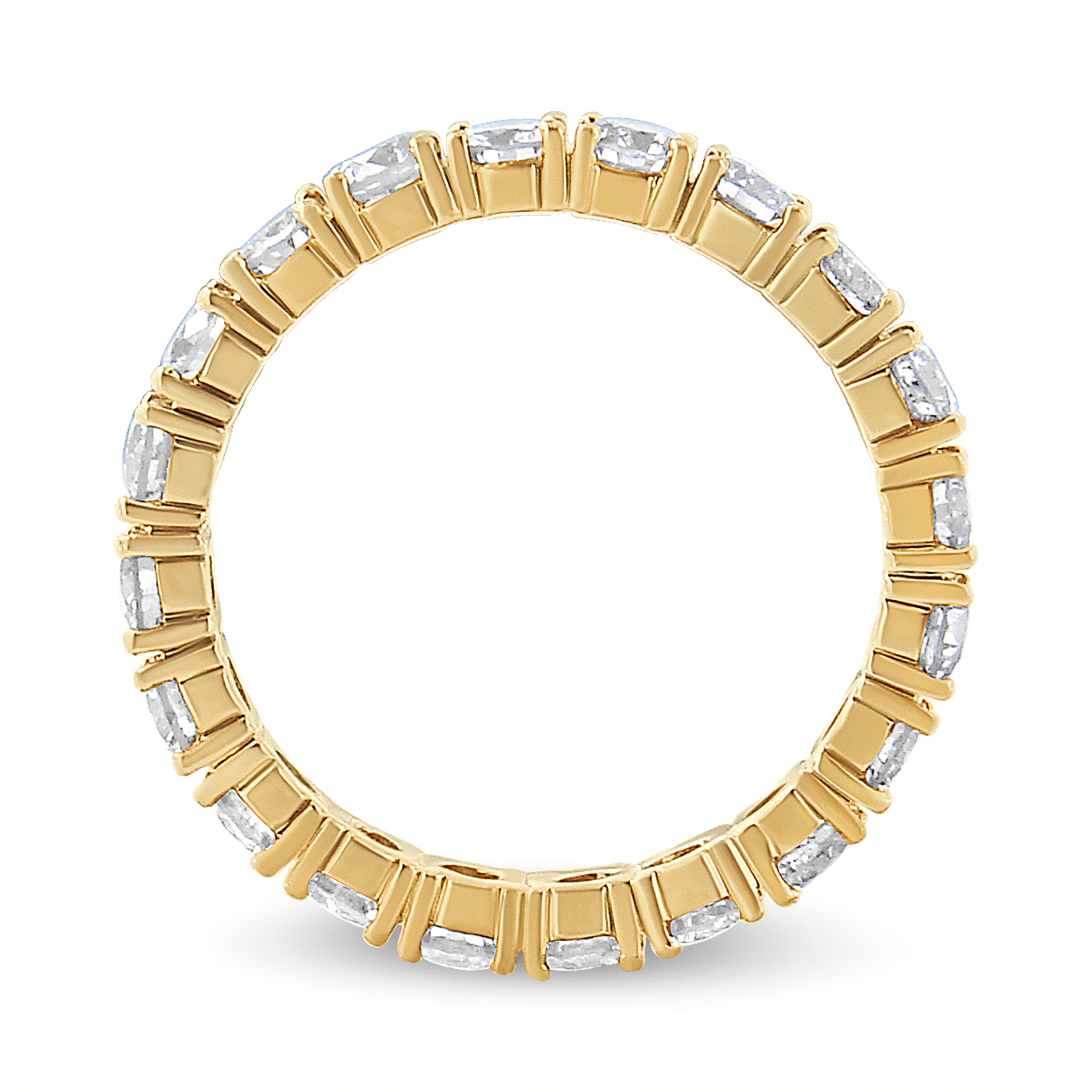 14K Yellow Gold 2.00 Cttw Shared Prong Set Round Cut Diamond Eternity Band (J-K Color, VS1-VS2 Clarity) - Ring Size 6.75