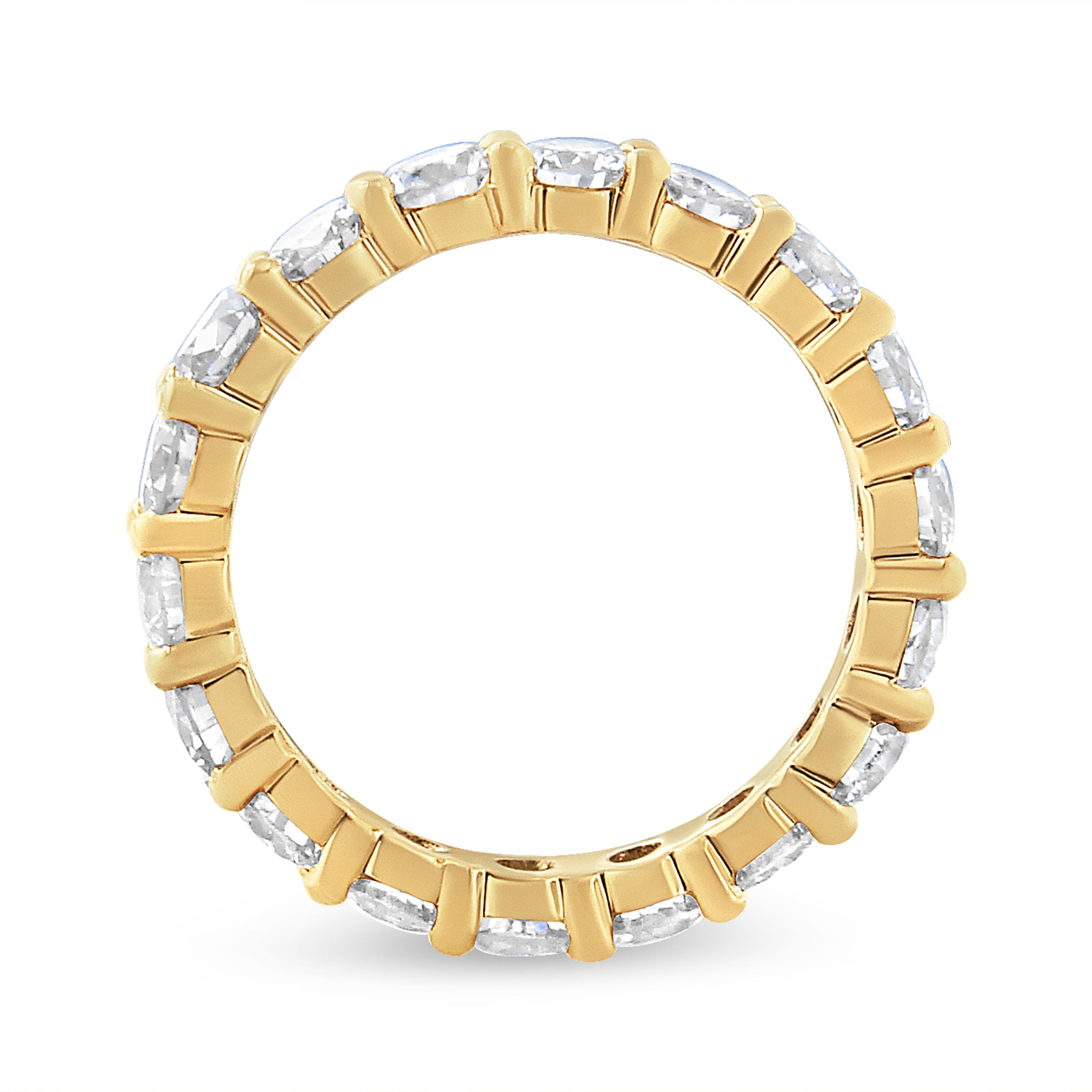 14K Yellow Gold 3.00 Cttw Shared Prong Set Round Cut Diamond Eternity Band (J-K Color, VS1-VS2 Clarity) - Ring Size 7