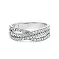 10K White Gold 3/4 Cttw Princess Natural Diamond Split Shank and Weave Band Ring (H-I Color, SI1-SI2 Clarity) - Ring Size 7