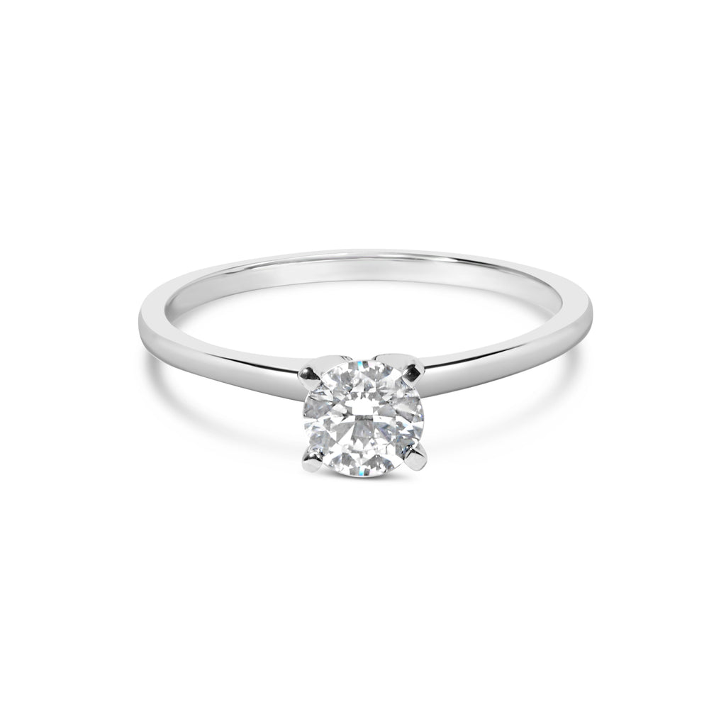 14K White Gold 1/2 Cttw Round Lab Grown Diamond 4 Prong Solitaire Engagement Ring (F-G Color, VS2-SI1 Clarity) - Size 7