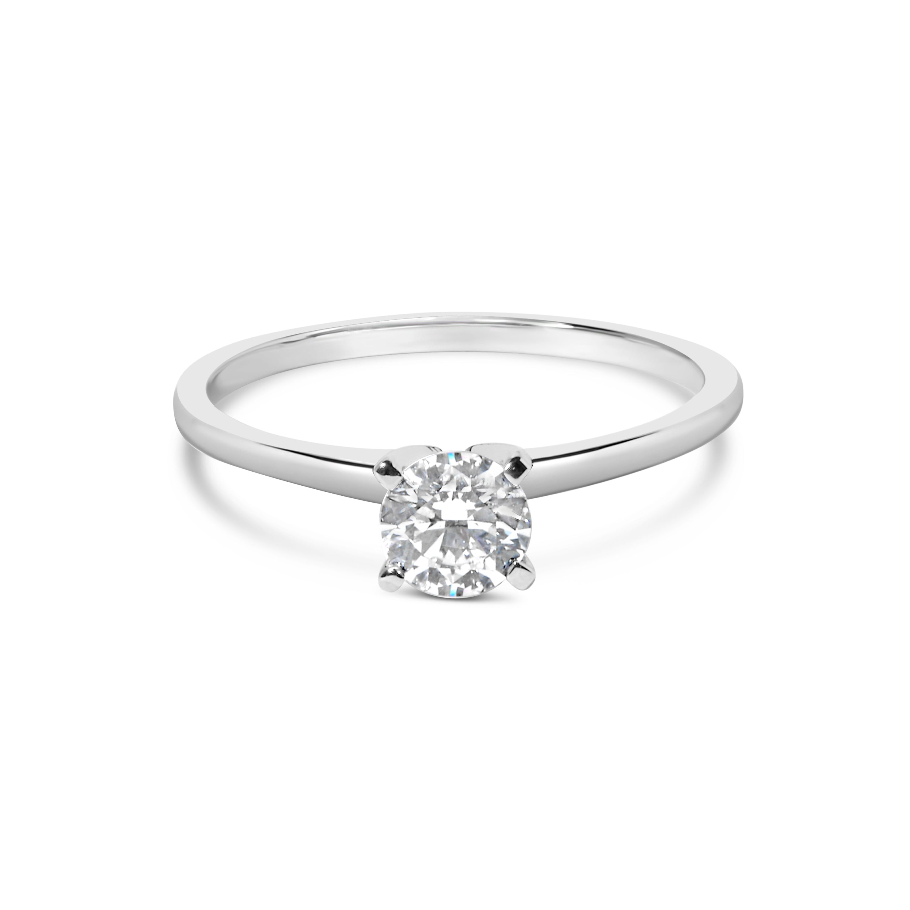 14K White Gold 1/2 Cttw Round Lab Grown Diamond 4 Prong Solitaire Engagement Ring (F-G Color, VS2-SI1 Clarity) - Size 7