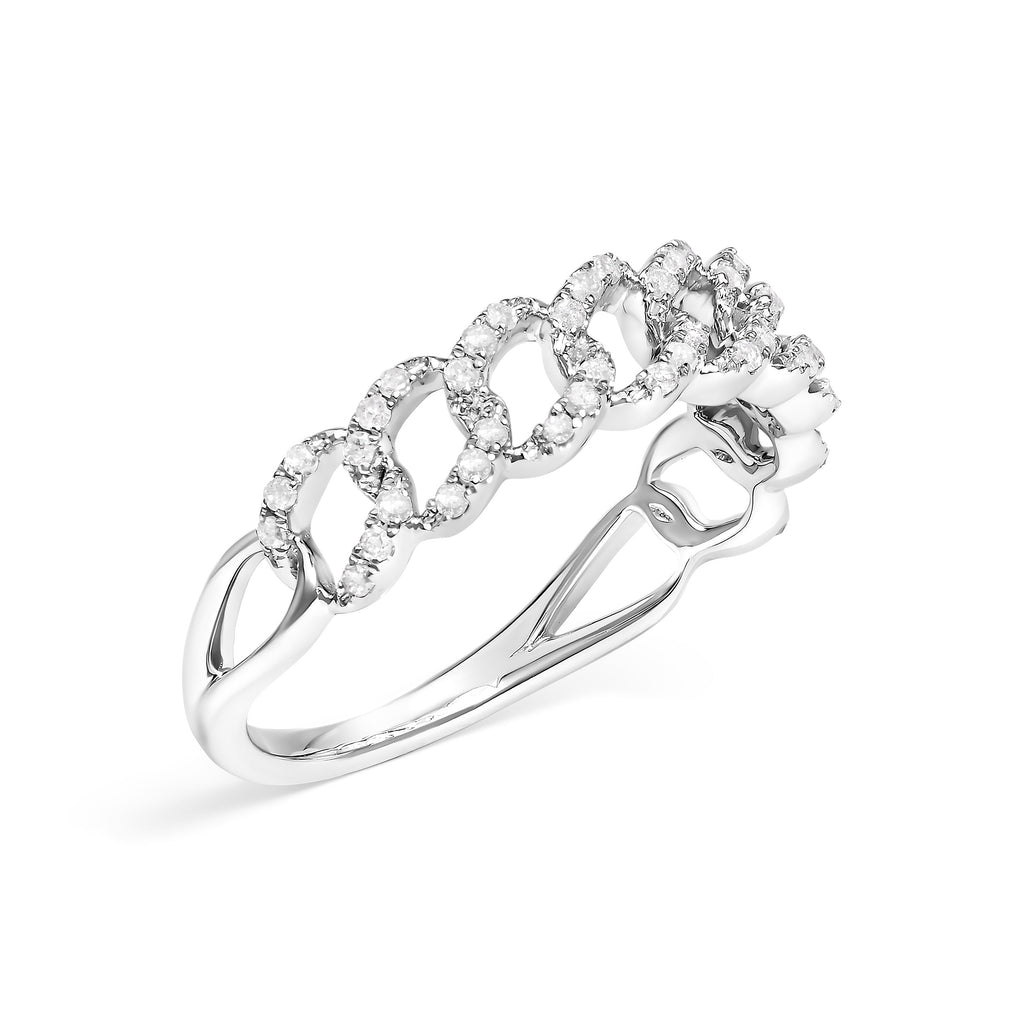.925 Sterling Silver 1/4 Cttw Diamond Curb Link Band Ring
