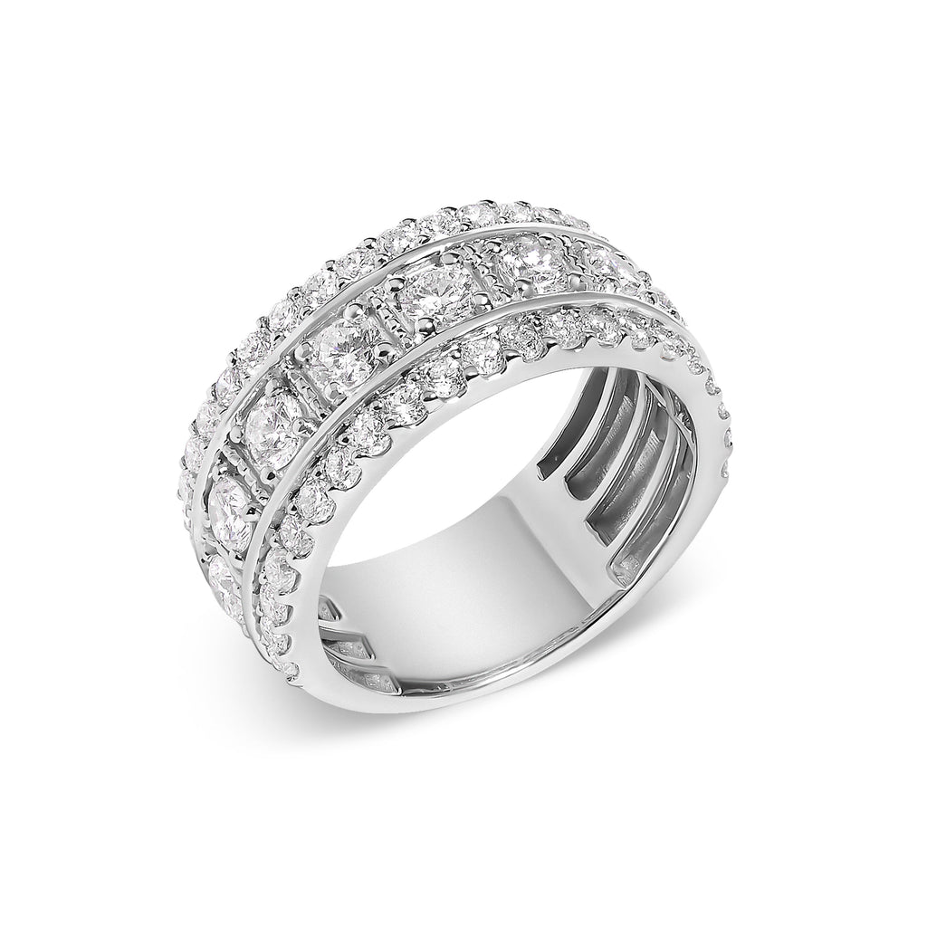 .925 Sterling Silver 2.0 Cttw Lab Grown Diamond Three-Row PavÃ© Band Ring