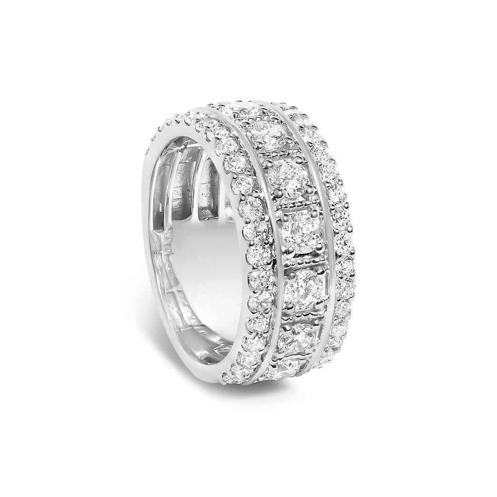 .925 Sterling Silver 2.0 Cttw Lab Grown Diamond Three-Row PavÃ© Band Ring