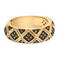 10K Yellow Gold Plated .925 Sterling Silver 3/8 Cttw Champagne Diamond Geometric Style Band Ring - Size 7