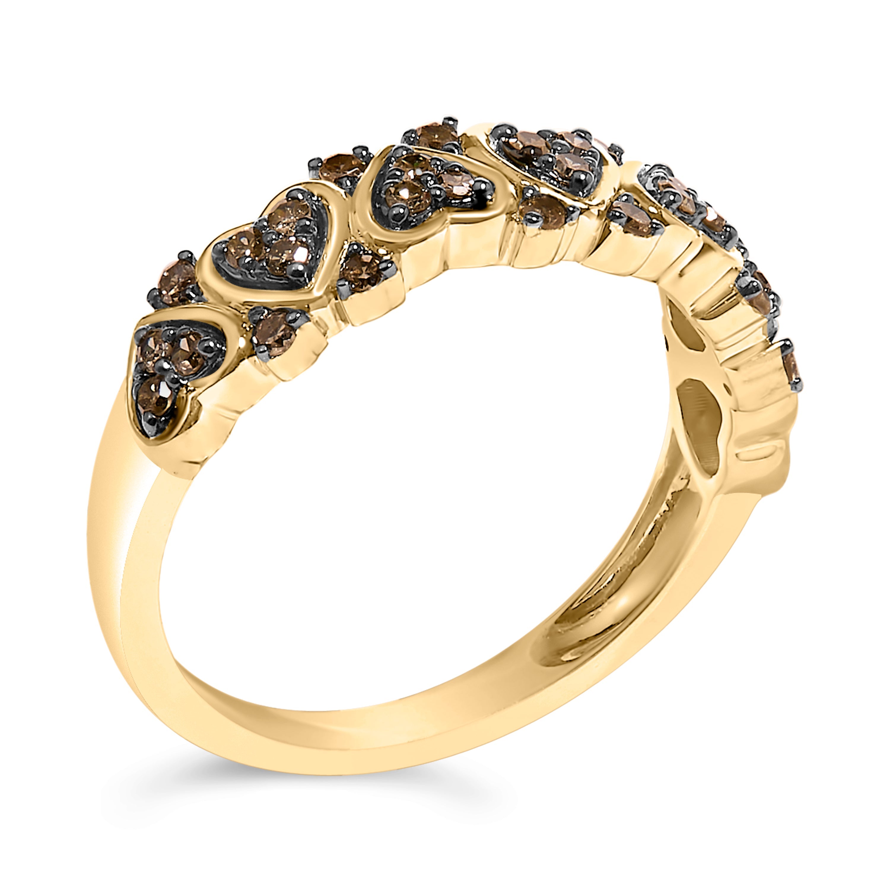 10K Yellow Gold Plated .925 Sterling Silver 1/3 cttw Natural Diamond Band Ring - Size 7